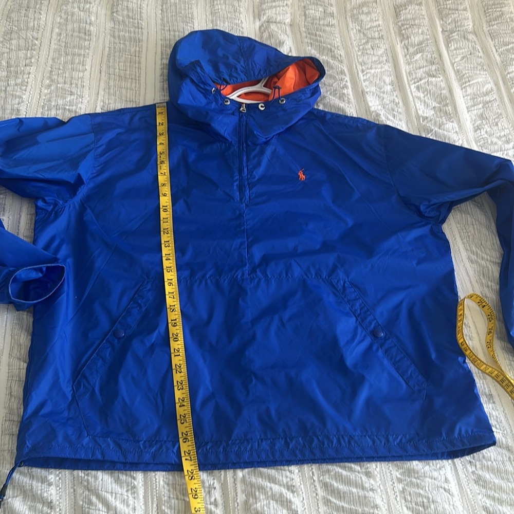 Mens Polo Ralph Lauren Quarter Zip Windbreaker Blue Orange - Picture 8 of 9